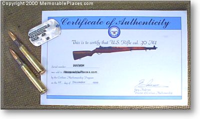 A nice little personalized certificate is enclosed with each rifle - photo (c) MemorablePlaces.com